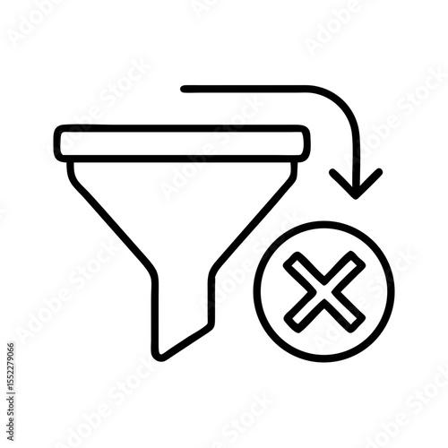 Filter icon with a cross symbol indicating remove action  