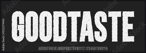 condensed rough vector font. Uppercase alphabet with number. 