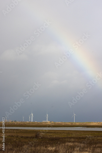 rainbow over windfarm