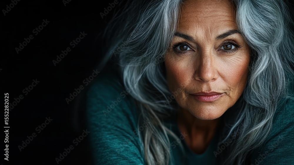 A striking portrait of an older woman with flowing gray hair, showcasing beauty, wisdom, and character, communicating emotional depth through a captivating gaze and soft lighting. A striking portrait of an older woman with flowing gray hair, showcasing beauty, wisdom, and character, communicating emotional depth through a captivating gaze and soft lighting.