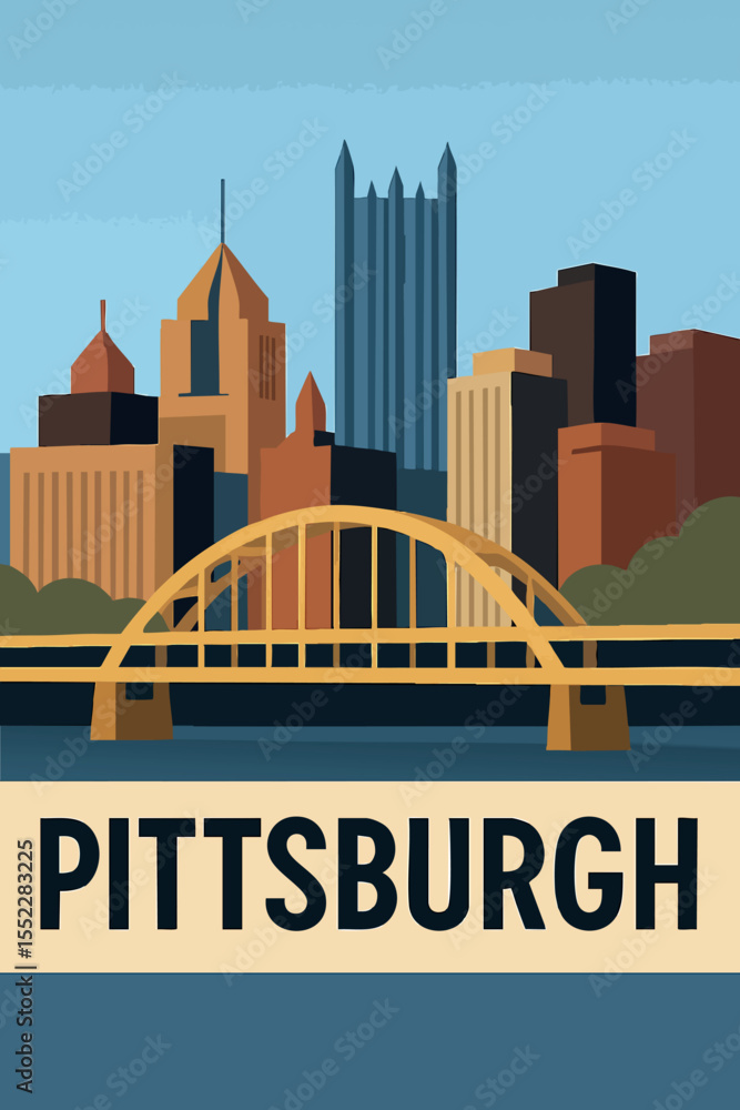 custom made wallpaper toronto digitalPittsburgh Cityscape at Sunset.eps