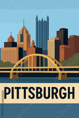 Pittsburgh Cityscape at Sunset.eps