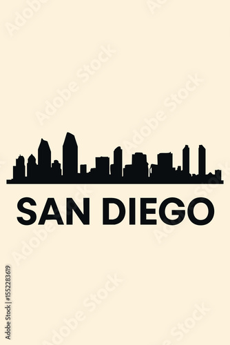 San Diego Skyline Silhouette at Sunset.eps