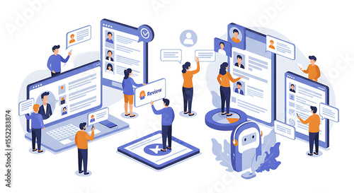 Recruitment Process Flat Art Isolated on Transparent Background