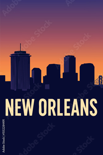 Wallpaper Mural Vibrant New Orleans Cityscape at Dusk.eps Torontodigital.ca
