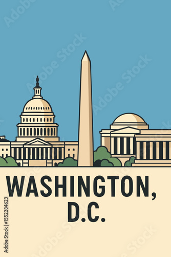 Washington D.C. National Mall and Monuments at Sunset.eps