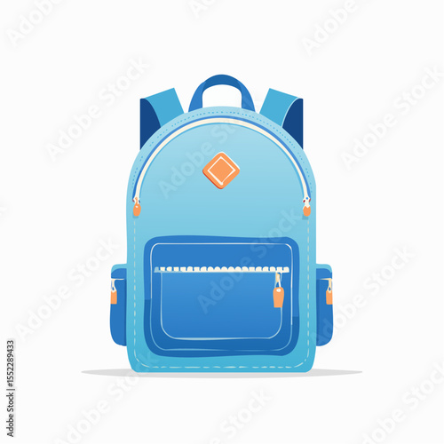 Sac à dos bleu de randonnée moderne, icône vectorielle épurée