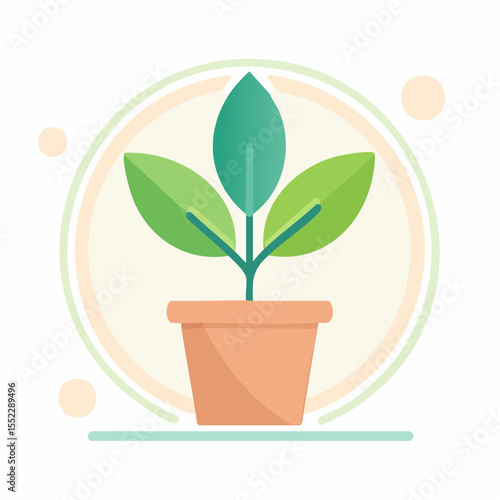 Plante verte en pot décoratif, style doux et naturel