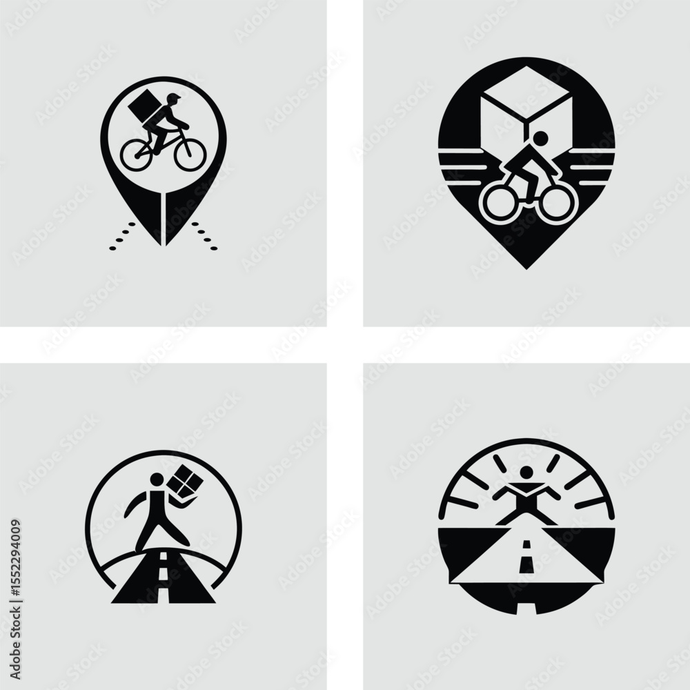 Fast and Reliable Delivery Service Bicycle Courier Logo Concepts