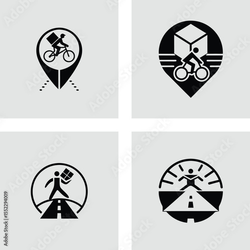 Fast and Reliable Delivery Service Bicycle Courier Logo Concepts