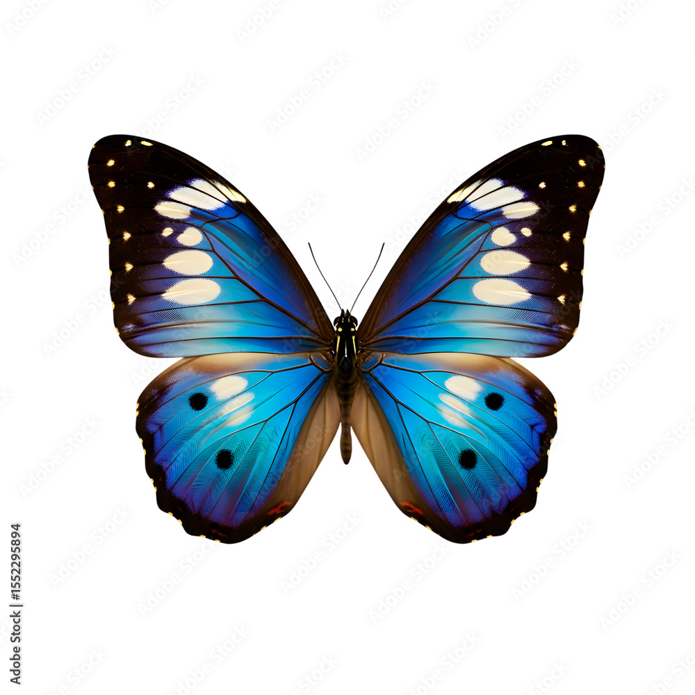 Obraz premium Blue Morpho Butterfly Isolated on Transparent Background. 