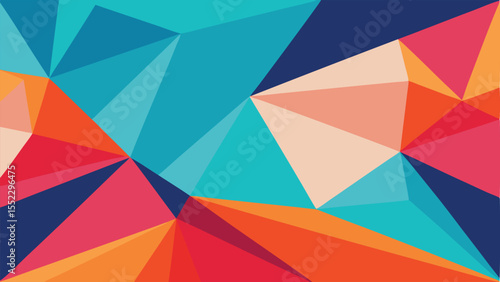 Abstract geometric low poly background featuring modern color palette and transparent details