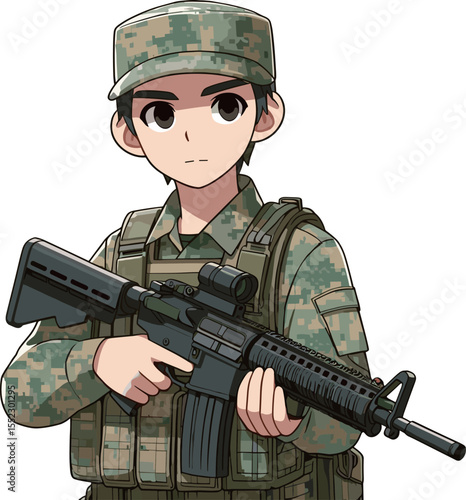 迷彩服の軍人のイラスト