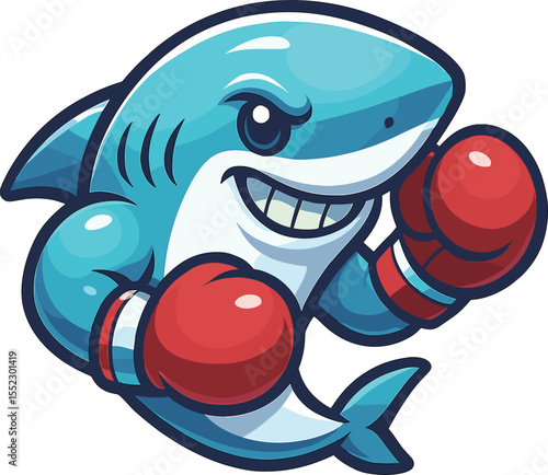 ボクシンググローブをしたサメのイラスト