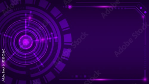 Futuristic Purple HUD Interface Circular Scanning Elements Digital Frame Design Sci-Fi Technology Background Virtual Displays AI Systems