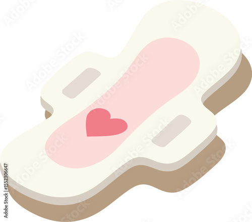 Feminine hygiene sanitary pad with heart symbol vector illustration for women health and care essentials 