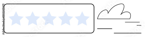 Horizontal five-star rating system with cloud shape suggesting online platforms and user feedback ideal for product reviews, customer satisfaction, online services, feedback forms, reputation