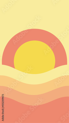 Abstract sunset landscape design suitable for various design projects