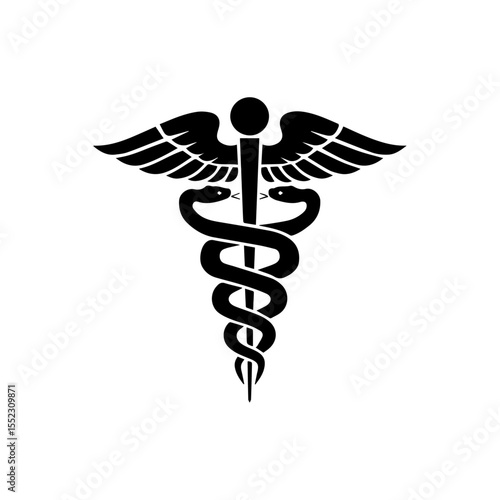 caduceus medical symbol on white