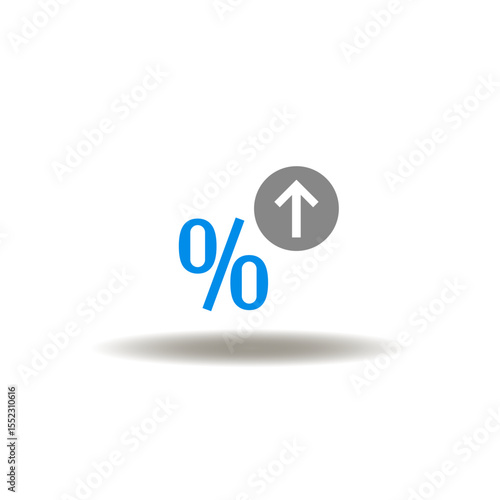 Vector illustration of percent symbol and arrow up. Symbol of fixed deposit.