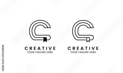 Minimalist letter C book logo for education, book store and library