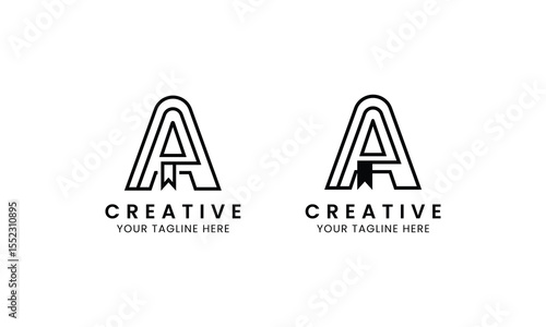 Minimalist letter A book logo for education, book store and library