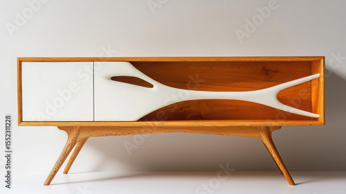 Unique Modern Wooden Sideboard with Sleek White Accent Design