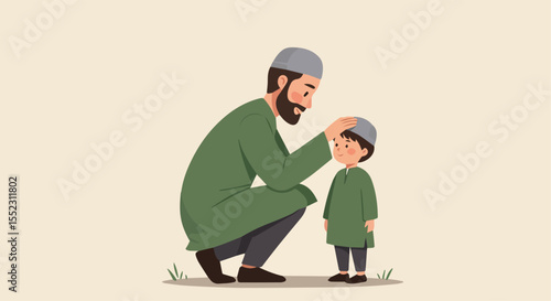 Father Blessing His Son with a Gentle Gesture, Showing Love and Care