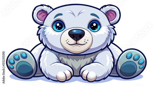 Stunning Cute polar bear plush toy on a white background