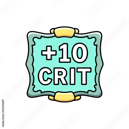 Decorative badge featuring +10 Crit enhancement for gaming  
