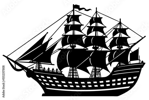 18th Century Merchant Ship Vector Silhouette
