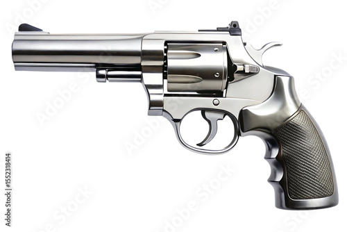 Wallpaper Mural Shiny silver revolver handgun with textured grip on black background A I Generated isolated on a transparent background Torontodigital.ca