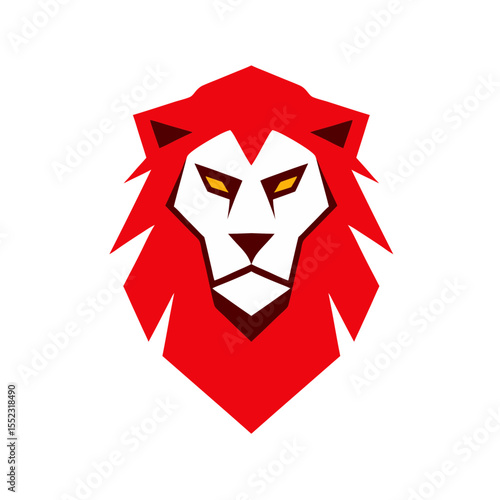 Fierce Lion Cubist Style Food Mascot Logo Vector Illustration