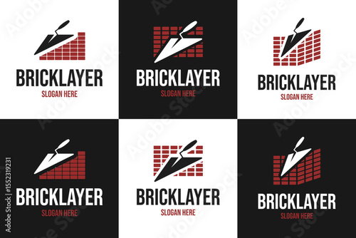 Set collection bricklayer logo design template vector illustration