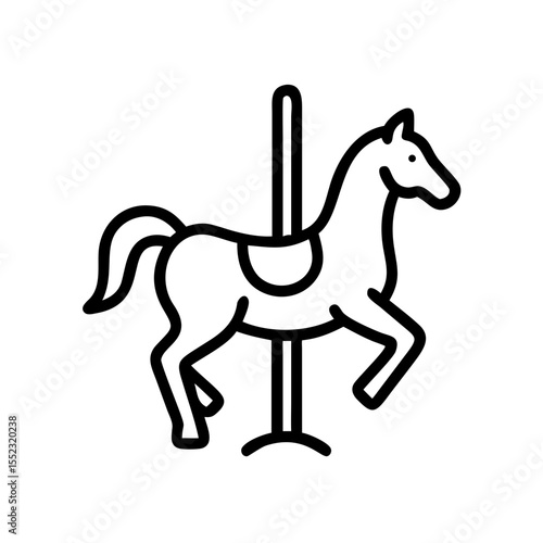 Vector carousel horse icon in minimalist style on a light background with copy space