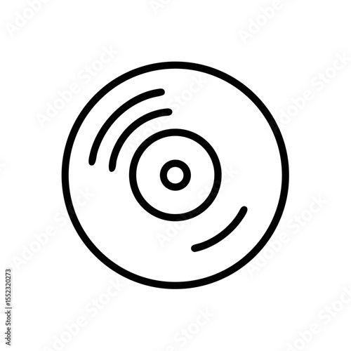 Vector illustration of a vinyl record in a retro style on a white background with copy space