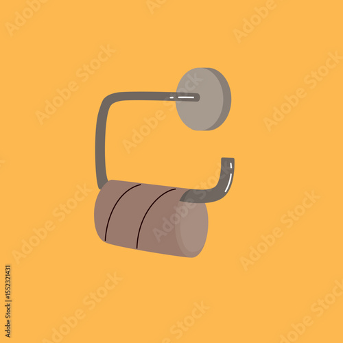 Cector illustration cartoon of an empty toilet paper roll on holder, representing the last sheet and humorous bathroom mishap concept