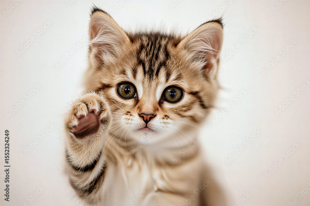 Obraz premium Curious kitten pawing at the camera lens