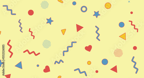Vibrant Geometric Memphis Pattern Design Featuring Retro 80s and 90s Style Aesthetics