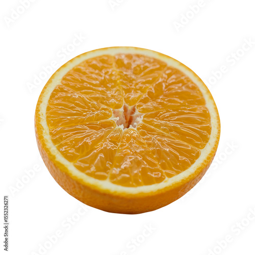 orange slice isolated on white background, orange slice macro with juicy detail, orange slice fruit cutout for design
