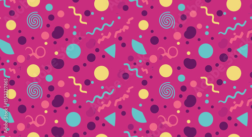 Vibrant retro pattern background with abstract shapes and bold colors design element