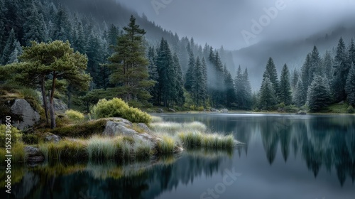 Wallpaper Mural Misty minimalist landscape photography for tranquil decor Torontodigital.ca