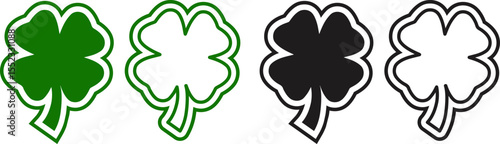 Clover Icon – Flat Vector Shamrock Symbol


