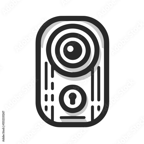 Security camera icon with lock design in minimal style  