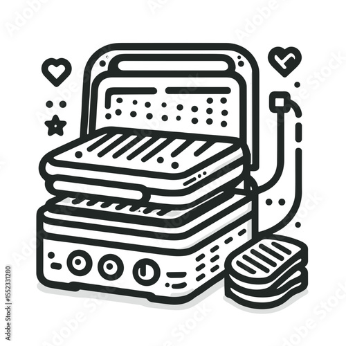 Grilled sandwich maker in modern design with cooking plates  