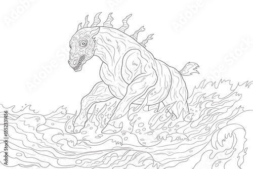 Wallpaper Mural Mythical horse creature, surging through water, powerful and wild.
 Torontodigital.ca