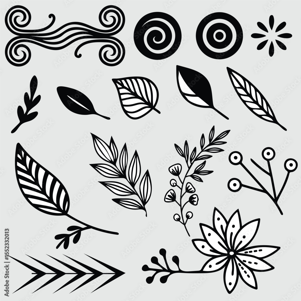 Fototapeta premium Seamless floral pattern with flowers leaves and branches decorative nature design background