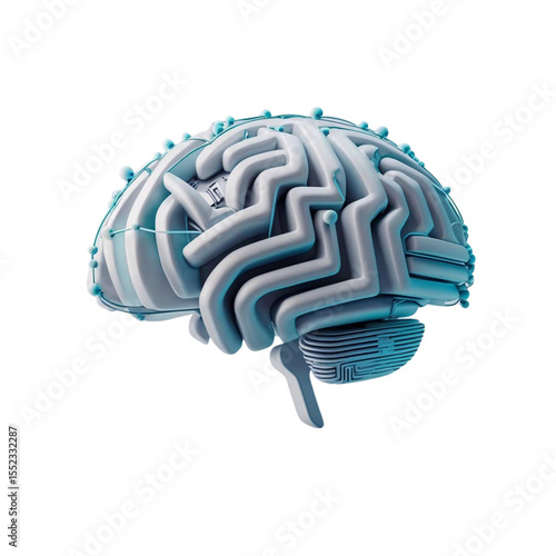 Conceptual human brain model illustration for medical science and artificial intelligence research study