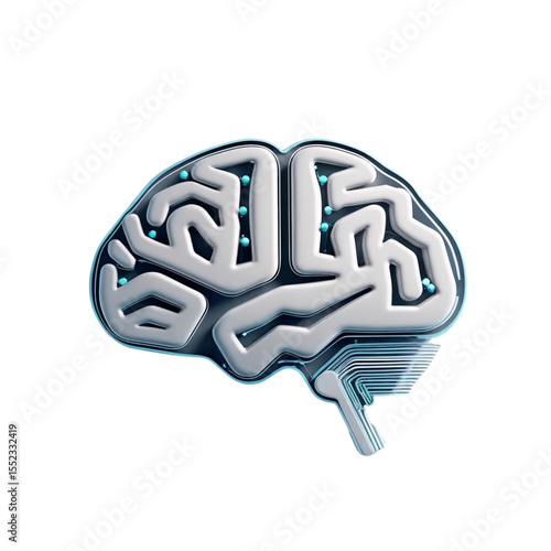 Conceptual human brain model illustration for medical science and artificial intelligence research study