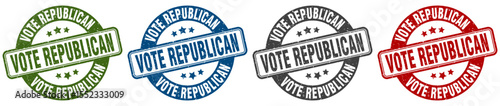 vote republican stamp. vote republican round stamp set isolated on white background